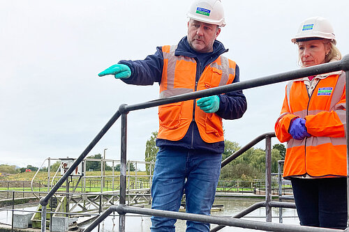 Helen Morgan at a sewage treatment plant