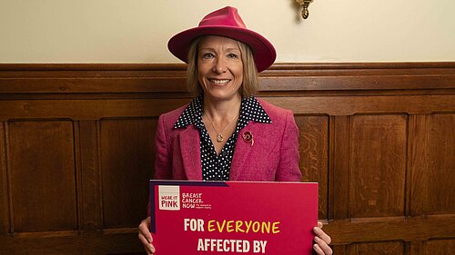 Helen Morgan showing her support for Breast Cancer Now