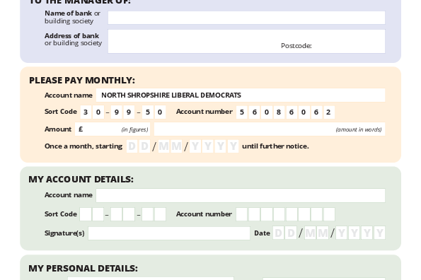 Standing Order Form