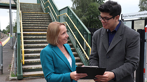 Helen Morgan with Gregory Ebbs at Whitchurch Station