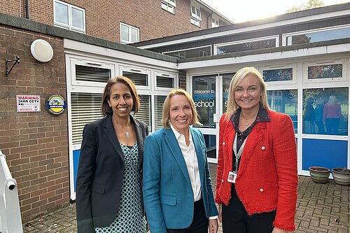 Helen Morgan and Munira Wilson visit the Grove School in Market Drayton