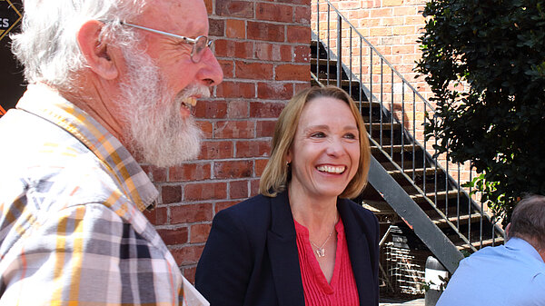 Helen talking to residents