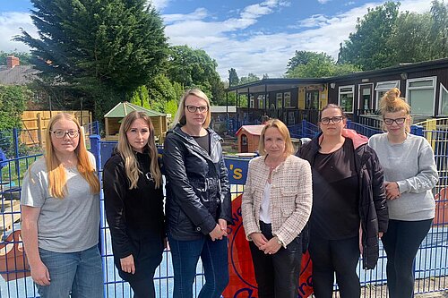 Helen Morgan with nursery leader Ali Myers and parents