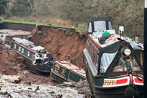 The scene of the landslip in Whitchurch