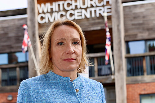 Helen outside the Whitchuch Civic Centre